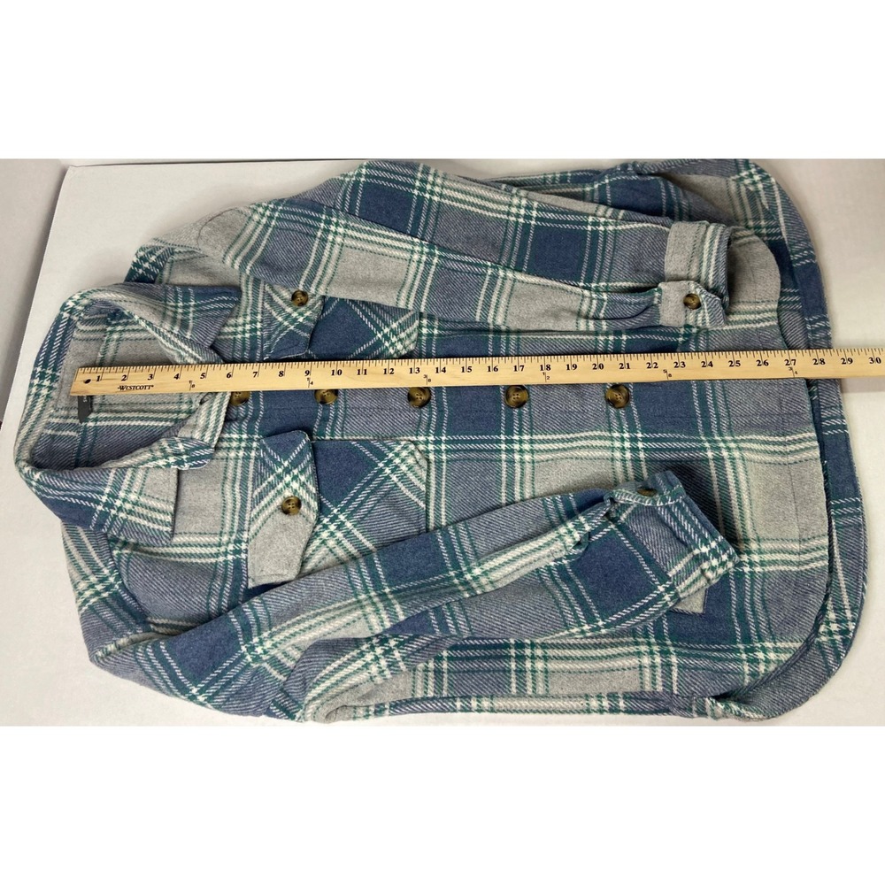 Members Mark Plaid Shacket Womens Small Everglade Blue Grey Button Front Jacket - Picture 7 of 10